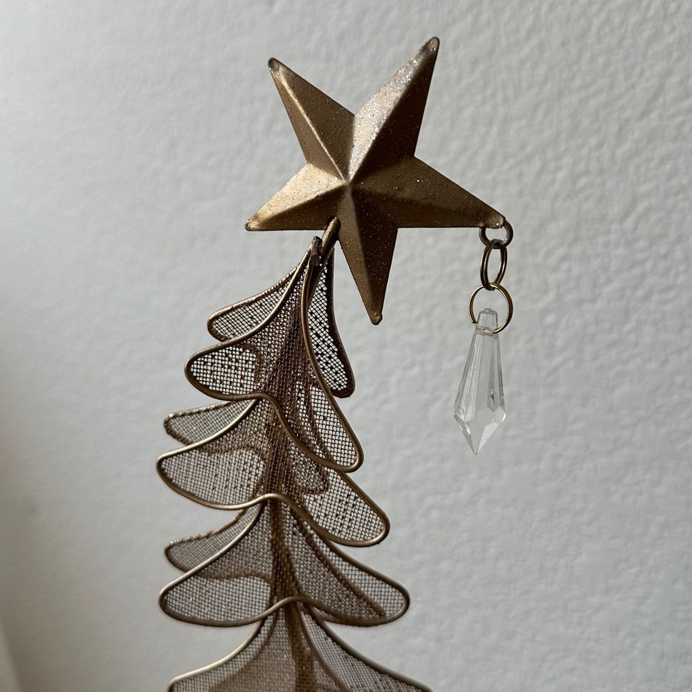 Pier 1 Christmas Tree Decor Gold Wire Mesh Star Crystal Tabletop 22in Large - Picture 3 of 8